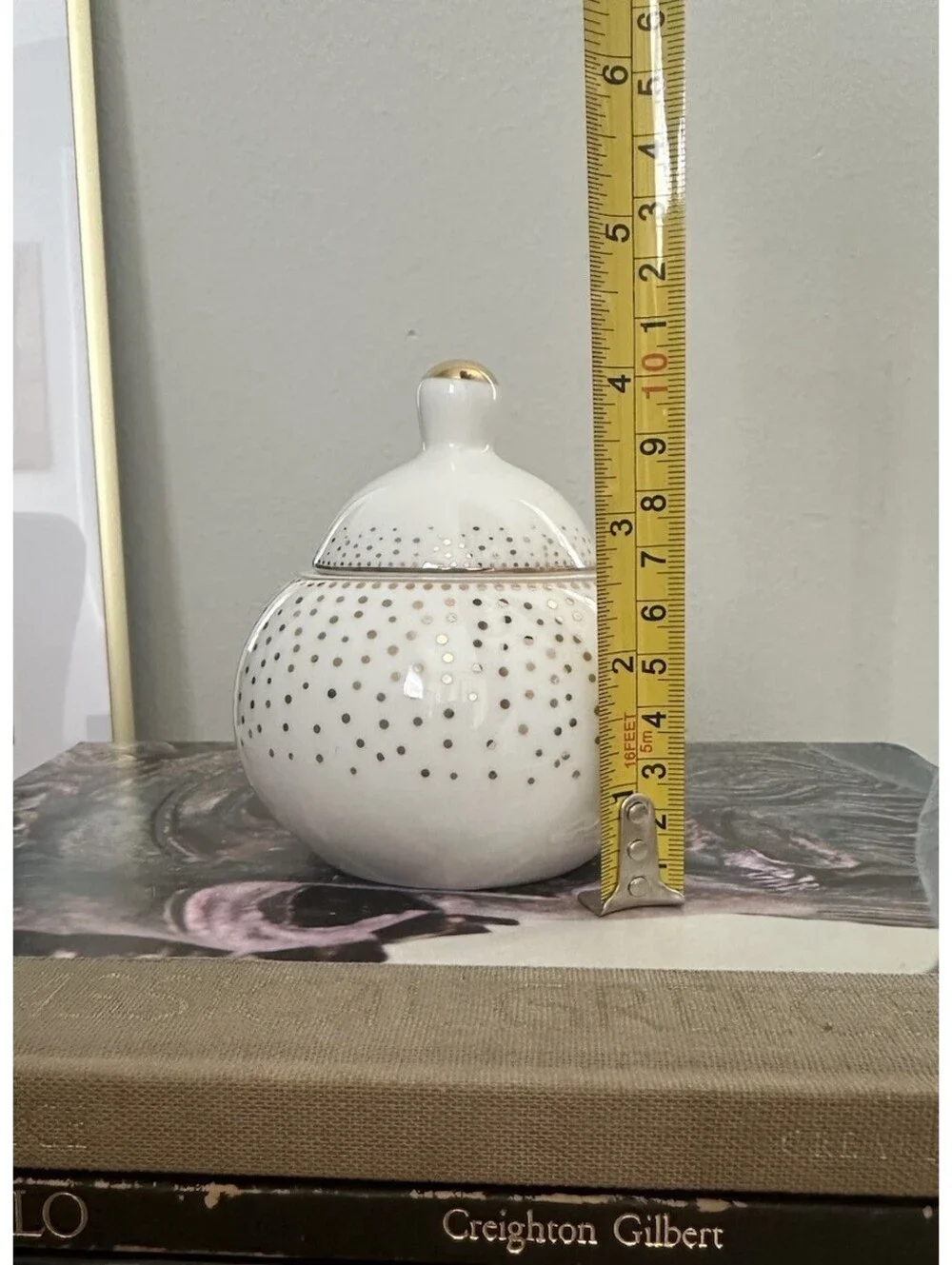 Porcelain Sugar Bowl & Lid Metallic Gold Polka Dots by Grace’s Teaware